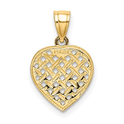 14K Yellow Gold Cut-Out And Textured Woven Heart Charm