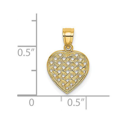 14K Yellow Gold Cut-Out And Textured Woven Heart Charm