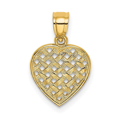 14K Yellow Gold Cut-Out And Textured Woven Heart Charm