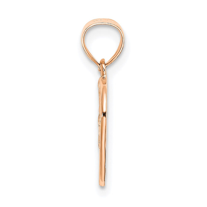 14K Rose Gold Polished Cut-Out And Textured Woven Heart Charm