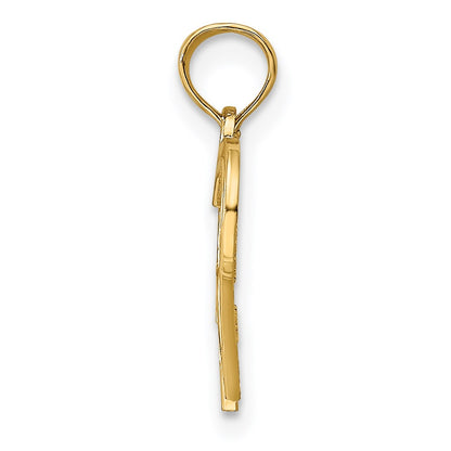 14K Yellow Gold Flat Two Hearts Intertwined Charm