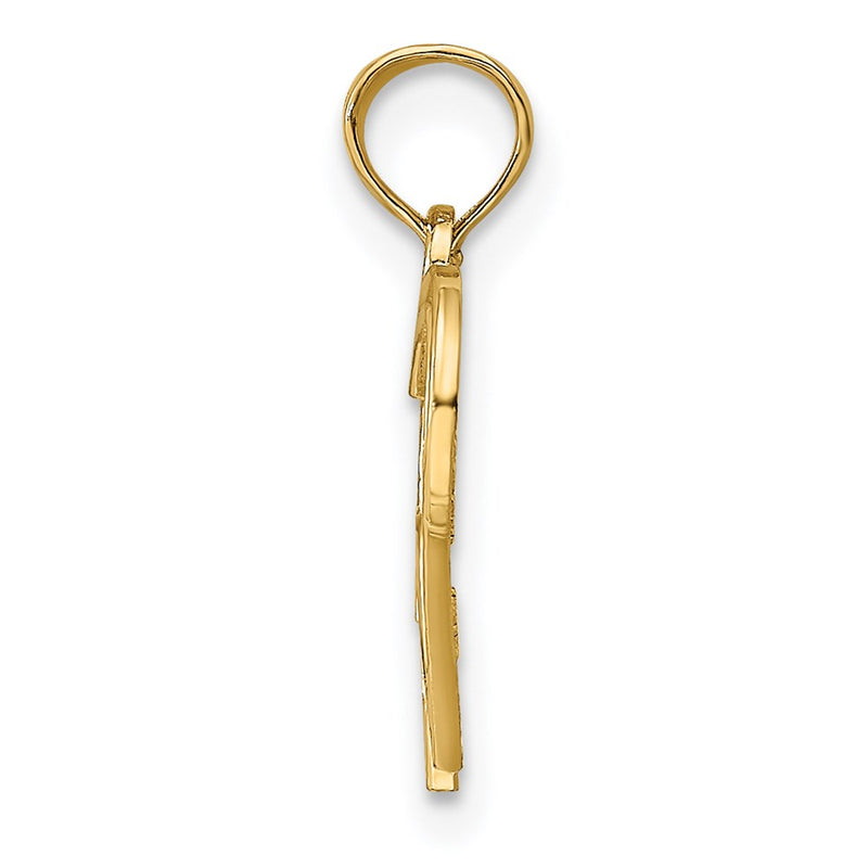 14K Yellow Gold Flat Two Hearts Intertwined Charm