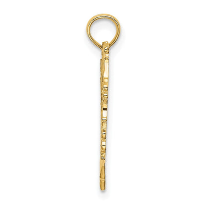 14K Yellow Gold Cut-Out Floral Heart Charm