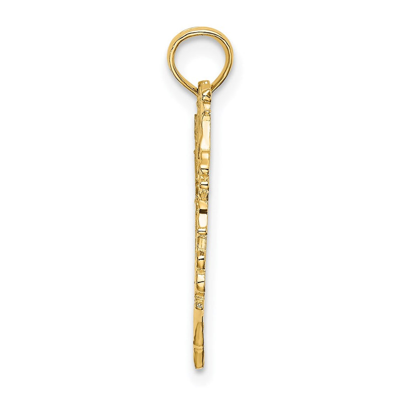 14K Yellow Gold Cut-Out Floral Heart Charm