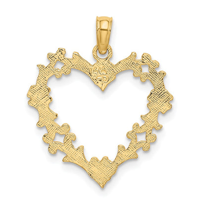 14K Yellow Gold Cut-Out Floral Heart Charm
