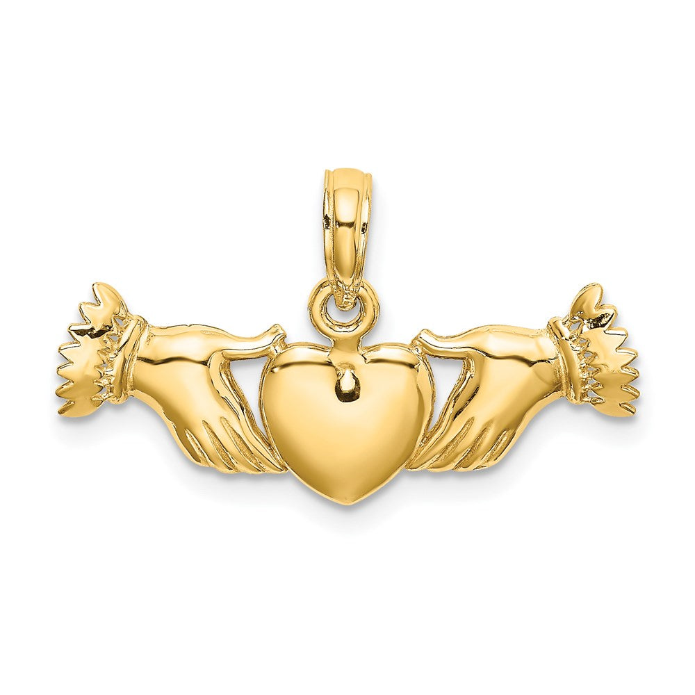 14K Yellow Gold Hands Holding Heart Charm