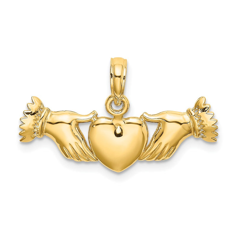 14K Yellow Gold Hands Holding Heart Charm