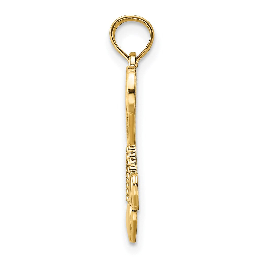 14K Yellow Gold Polished Heart W/ Double Tassle Charm