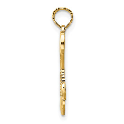 14K Yellow Gold Polished Heart W/ Double Tassle Charm