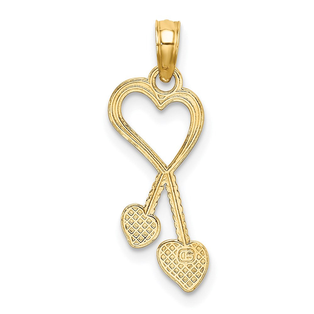 14K Yellow Gold Polished Heart W/ Double Tassle Charm