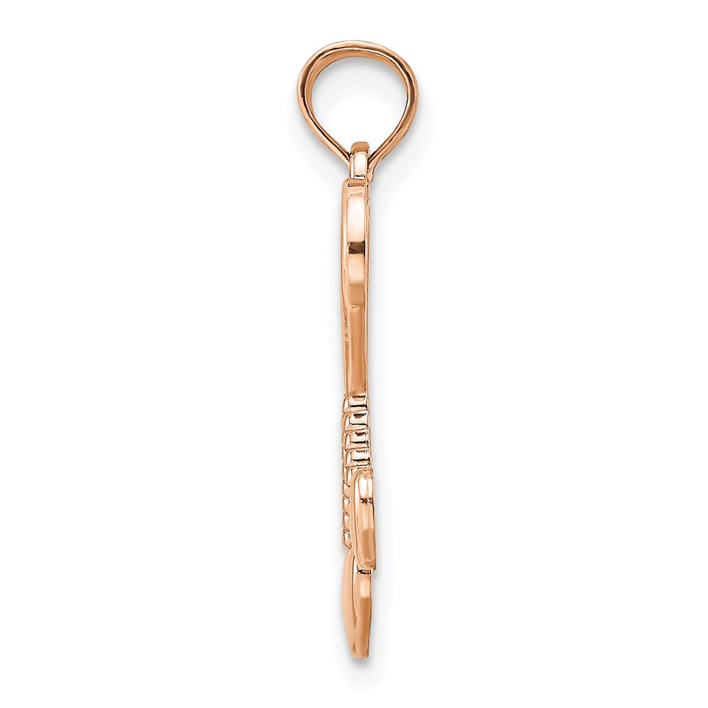14K Rose Gold Polished Tassle Hearts Pendant