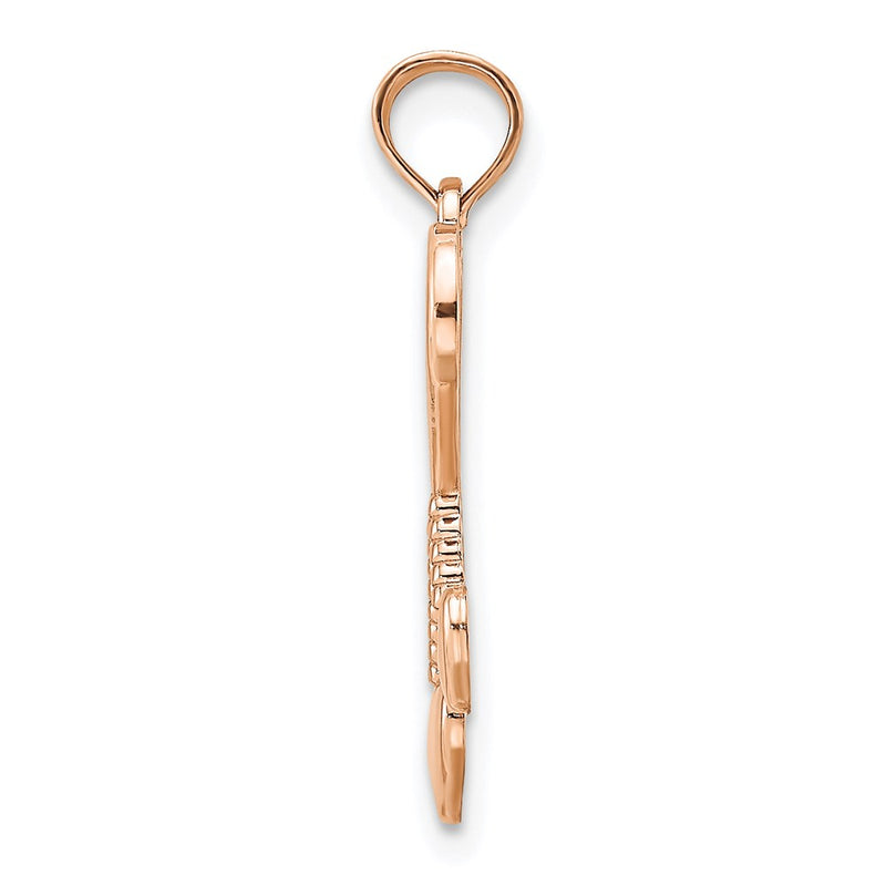14K Rose Gold Polished Tassle Hearts Pendant