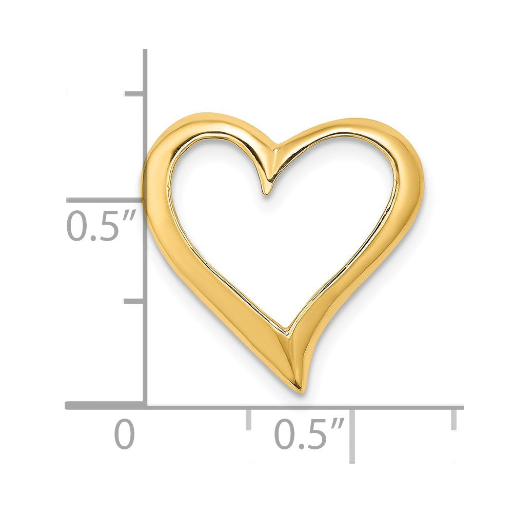 14K Yellow Gold Large Floating Heart Slide