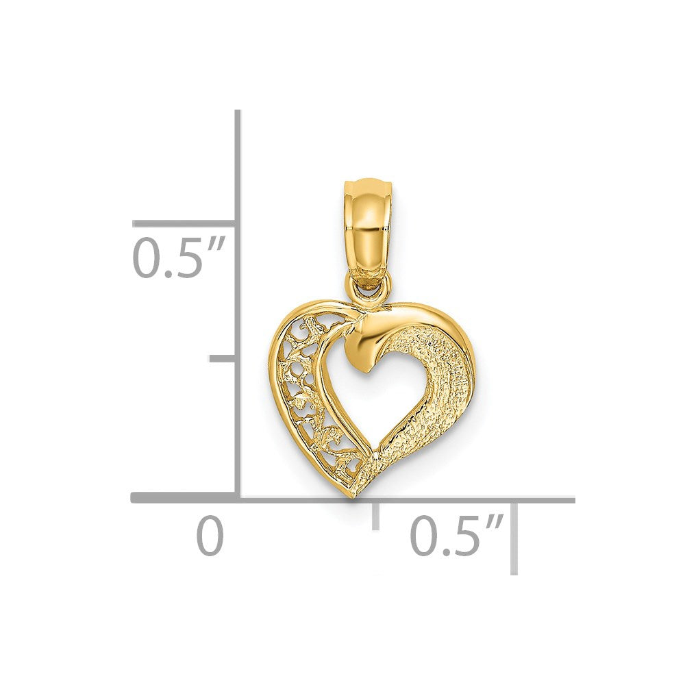 14K Yellow Gold Open Mini Heart Charm