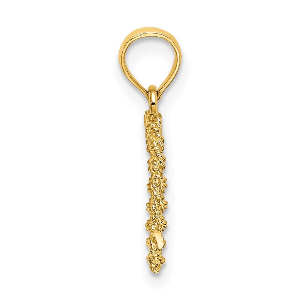 14K Yellow Gold 3D Rope Heart Pendant