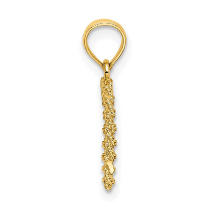 14K Yellow Gold 3D Rope Heart Pendant