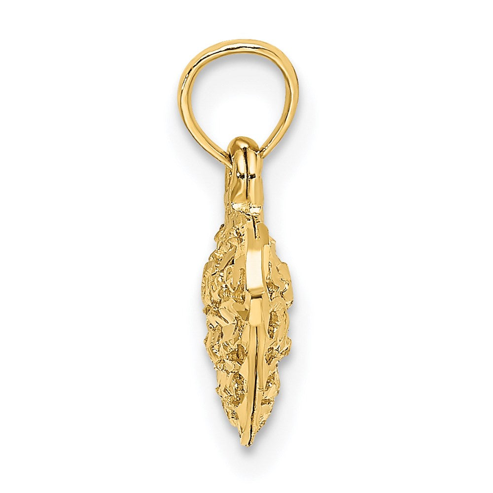 14K Yellow Gold 3-D Diamond-Cut Mini Puffed Heart Charm
