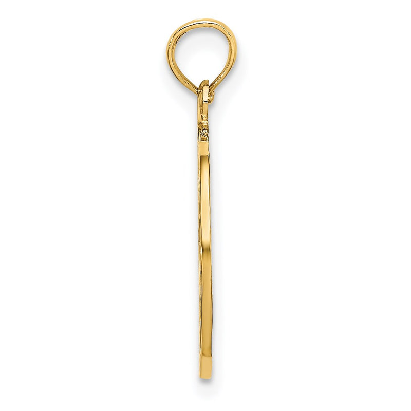 14K Yellow Gold Flat Textured Peace Sign Charm