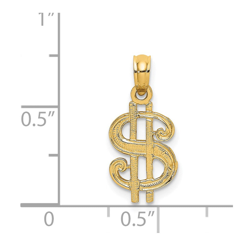 14K Yellow Gold Dollar Sign Charm