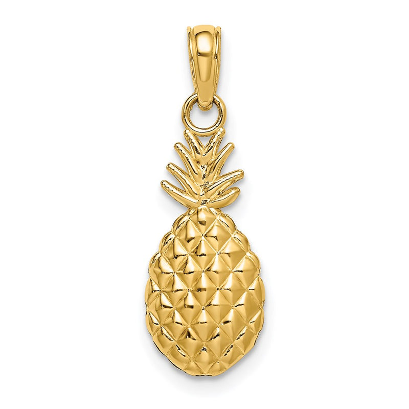 14K Yellow Gold Textured Pineapple Charm