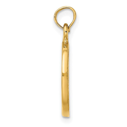14K Yellow Gold Chicago Skyline In Circle Frame Charm