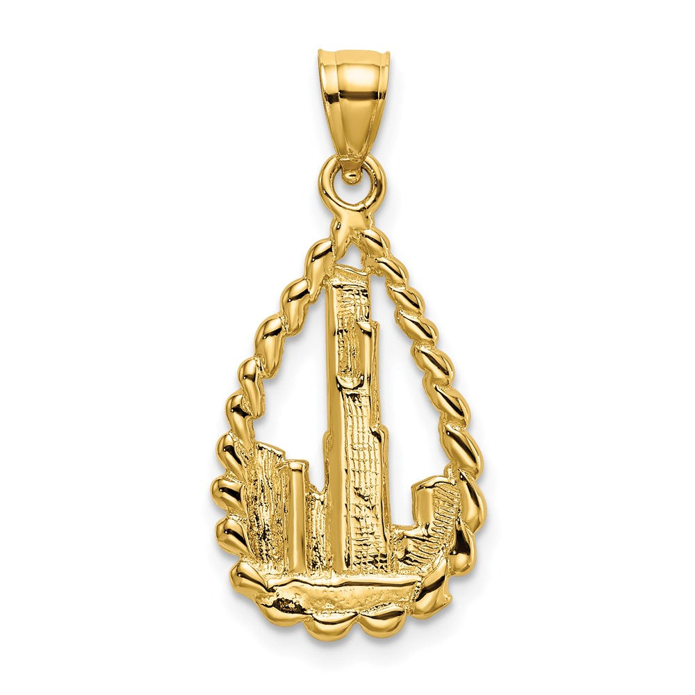 14K Yellow Gold Chicago Skyline/Willis Tower Teardrop Charm