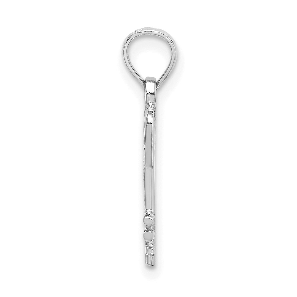 14K White Gold 3D Key W/ Heart Pendant
