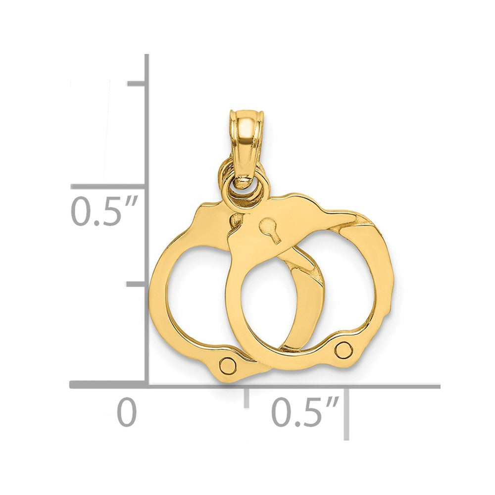 14K Yellow Gold 2-Piece Handcuffs Charm