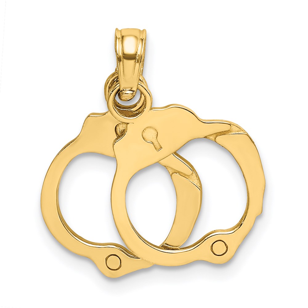 14K Yellow Gold 2-Piece Handcuffs Charm