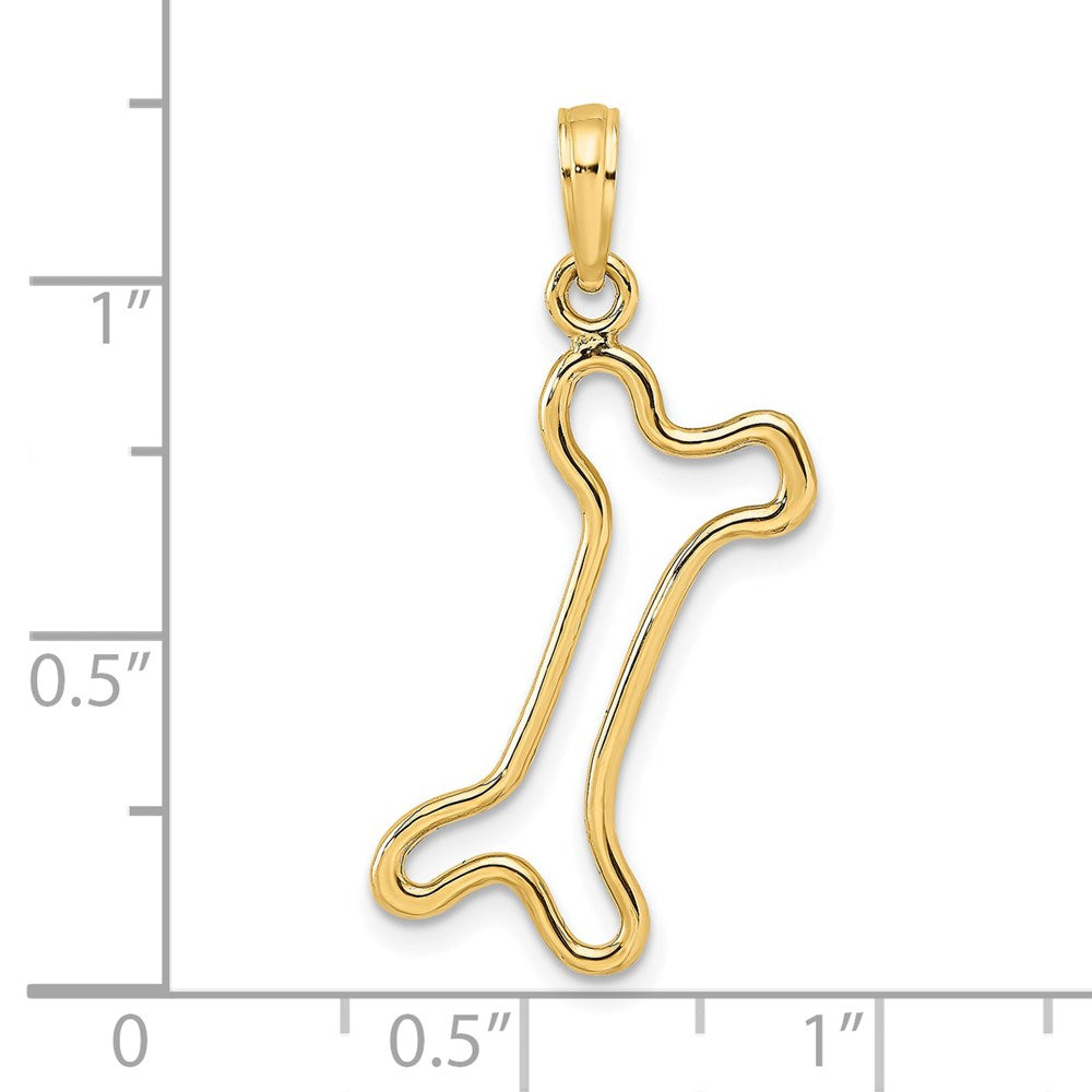 14K Yellow Gold Cut-Out Polished Dog Bone Charm