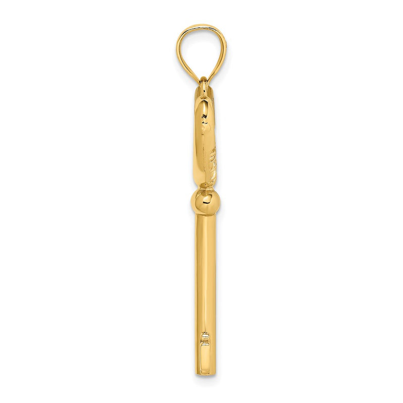 14K Yellow Gold 3D Key To My Heart Charm