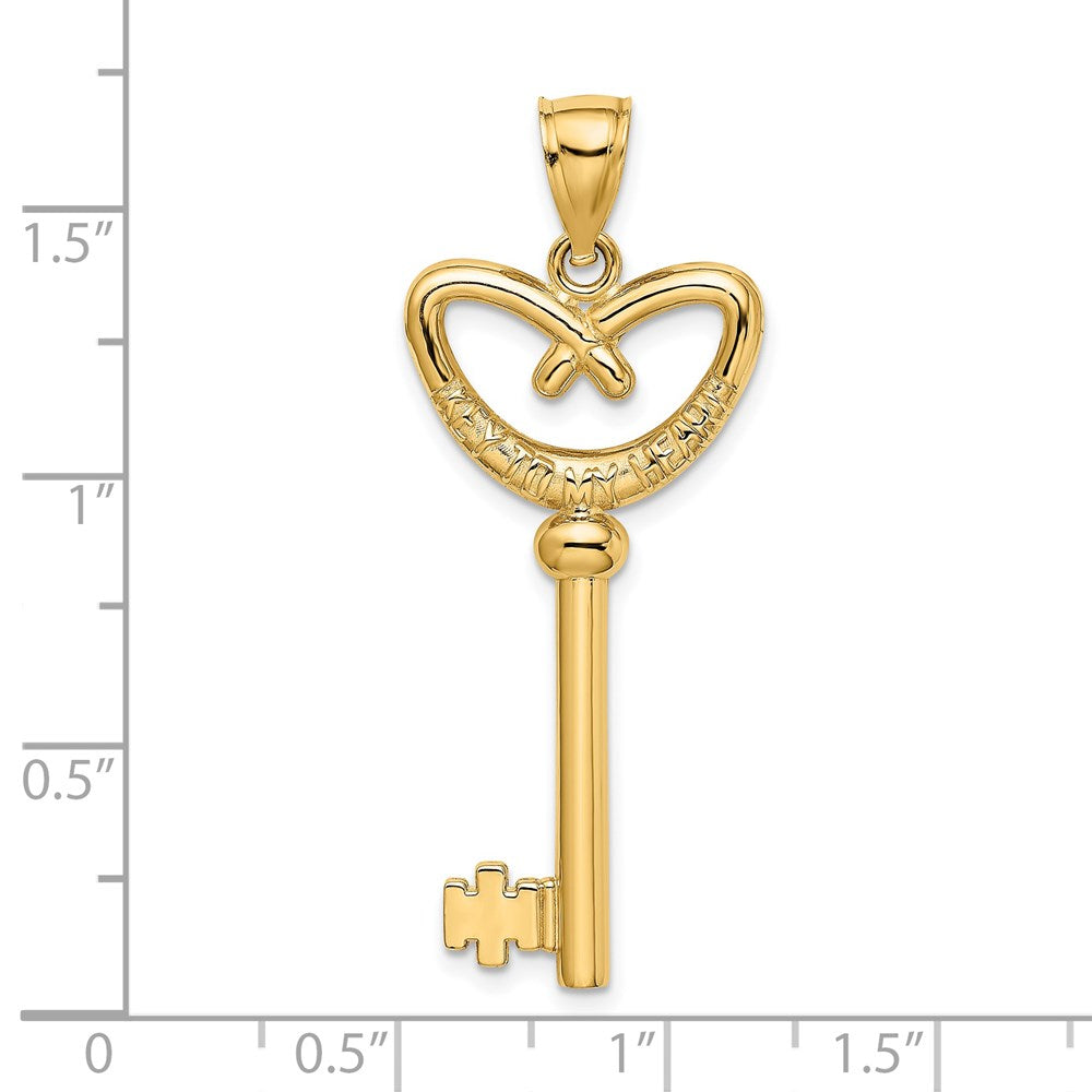 14K Yellow Gold 3D Key To My Heart Charm