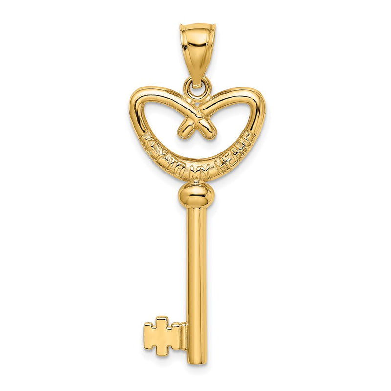 14K Yellow Gold 3D Key To My Heart Charm
