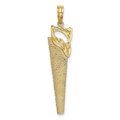14K Yellow Gold 3-D Flat Hand Saw Charm