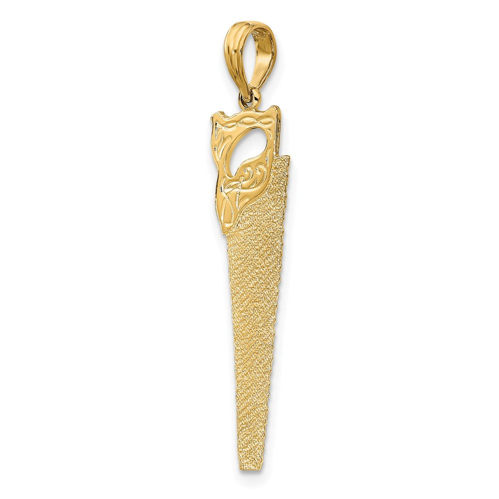 14K Yellow Gold 3-D Flat Hand Saw Charm