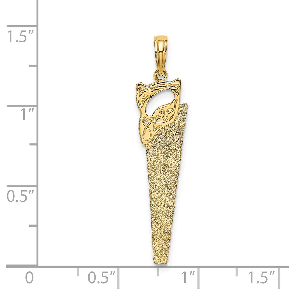 14K Yellow Gold 3-D Flat Hand Saw Charm