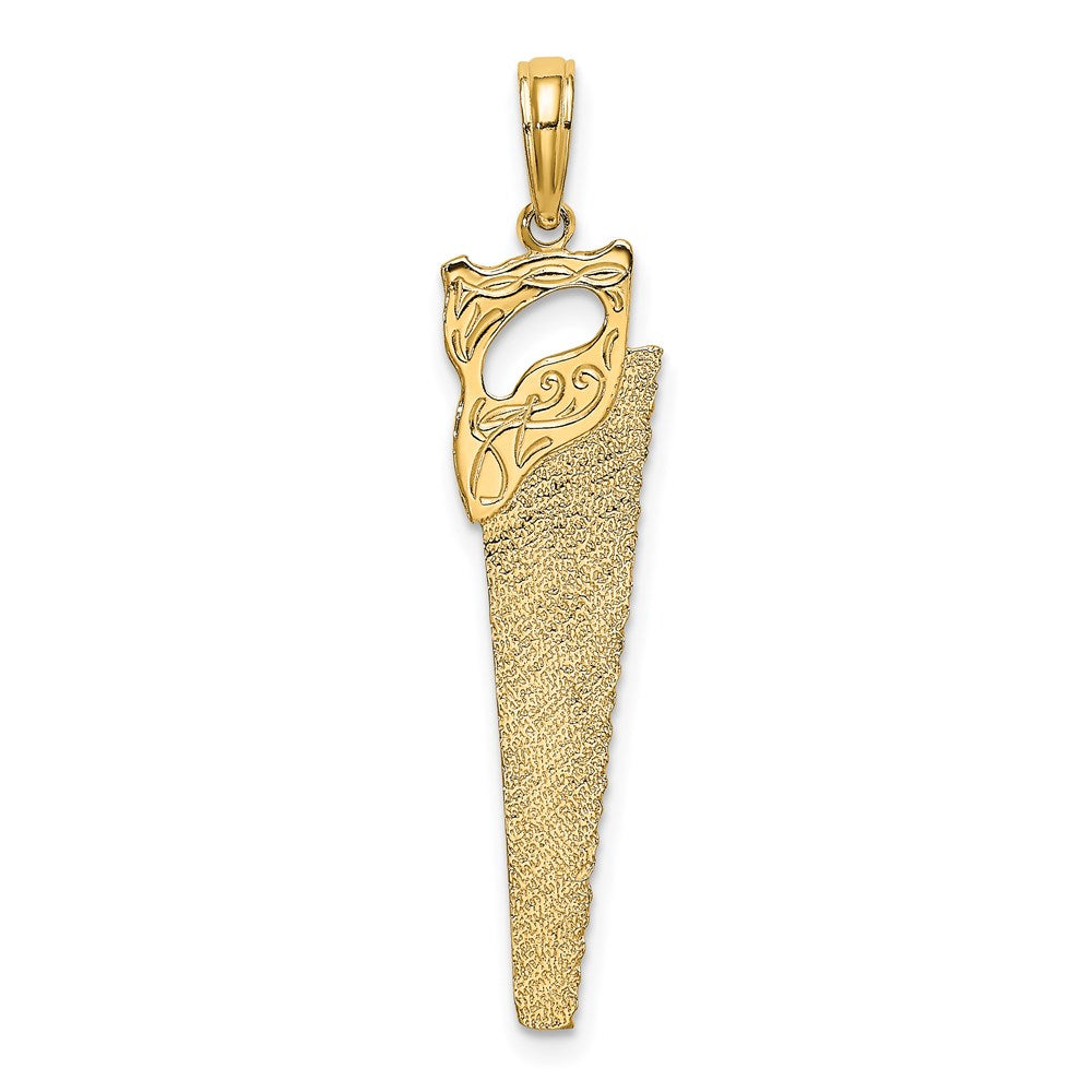 14K Yellow Gold 3-D Flat Hand Saw Charm