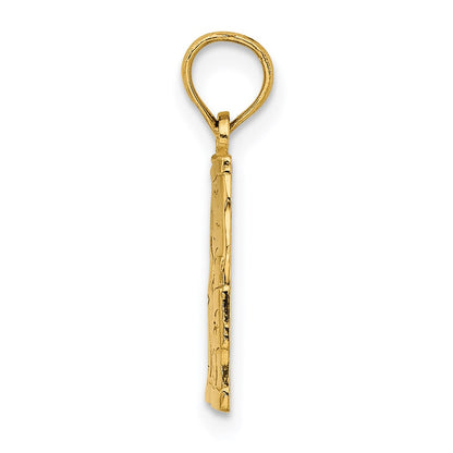 14K Yellow Gold Engraved Board Shorts W/ Palm Trees Charm
