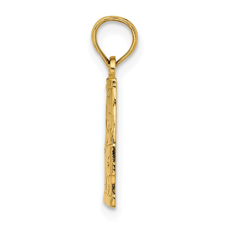 14K Yellow Gold Engraved Board Shorts W/ Palm Trees Charm