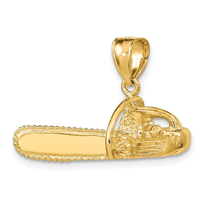14K Yellow Gold 3-D Large Chain Saw Charm
