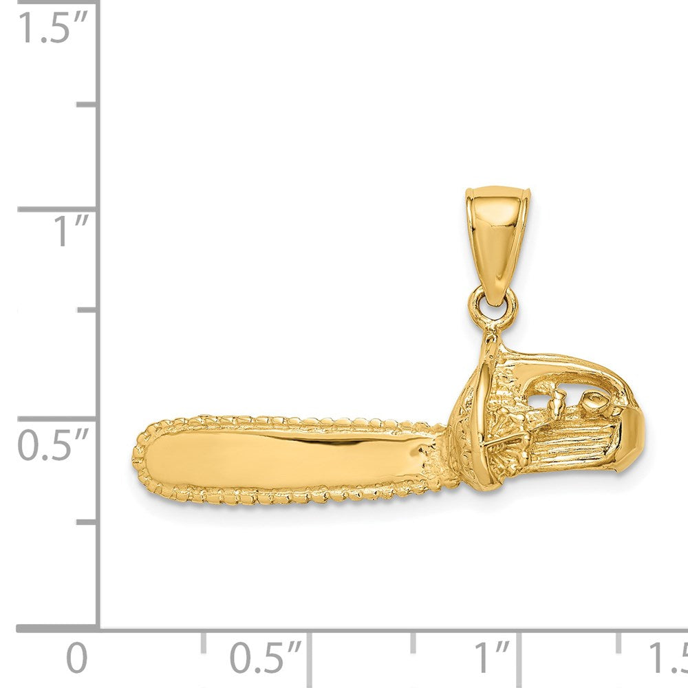 14K Yellow Gold 3-D Large Chain Saw Charm