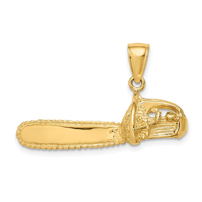 14K Yellow Gold 3-D Large Chain Saw Charm