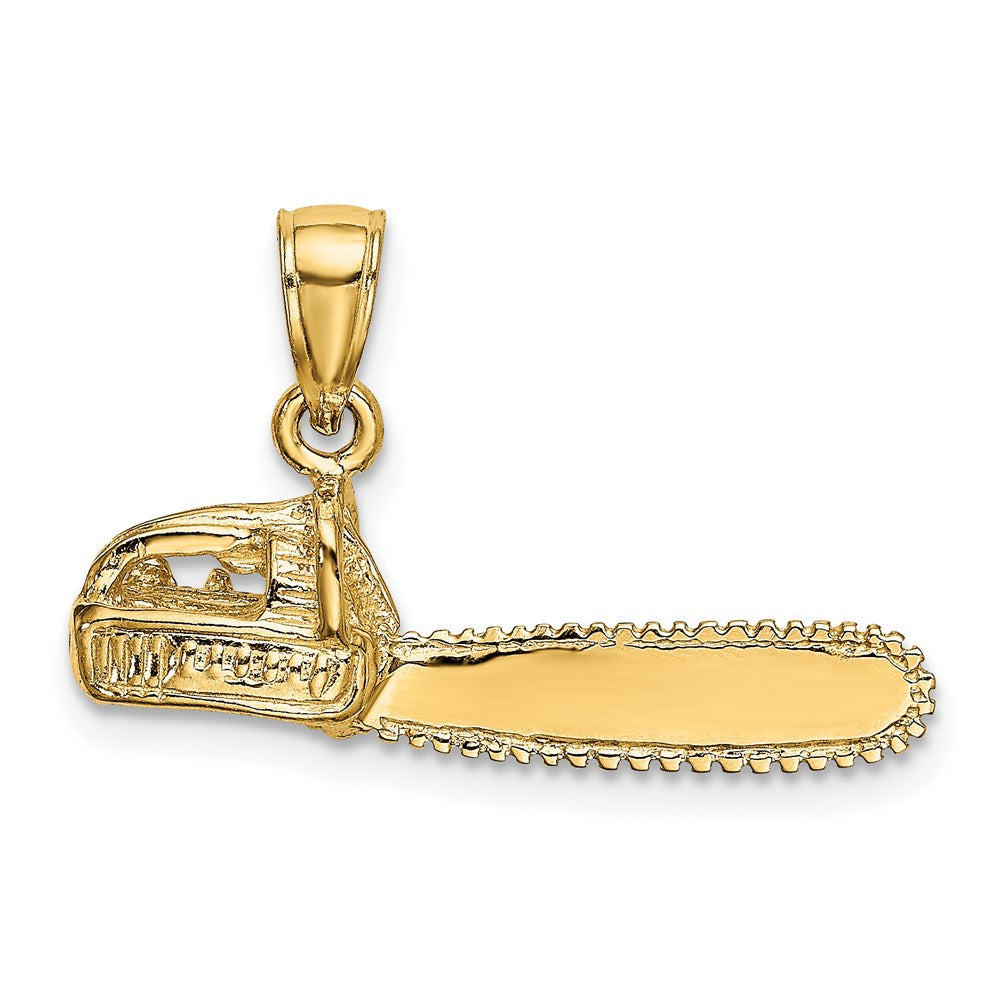 14K Yellow Gold 3-D Small Chain Saw Charm