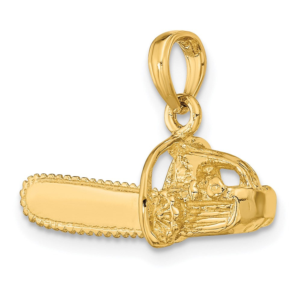 14K Yellow Gold 3-D Small Chain Saw Charm