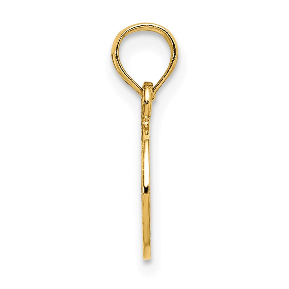 14K Yellow Gold Flat Textured Mini Peace Sign Charm