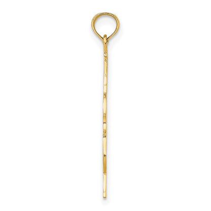 14K Yellow Gold Polished Engraved Upright Bass Charm