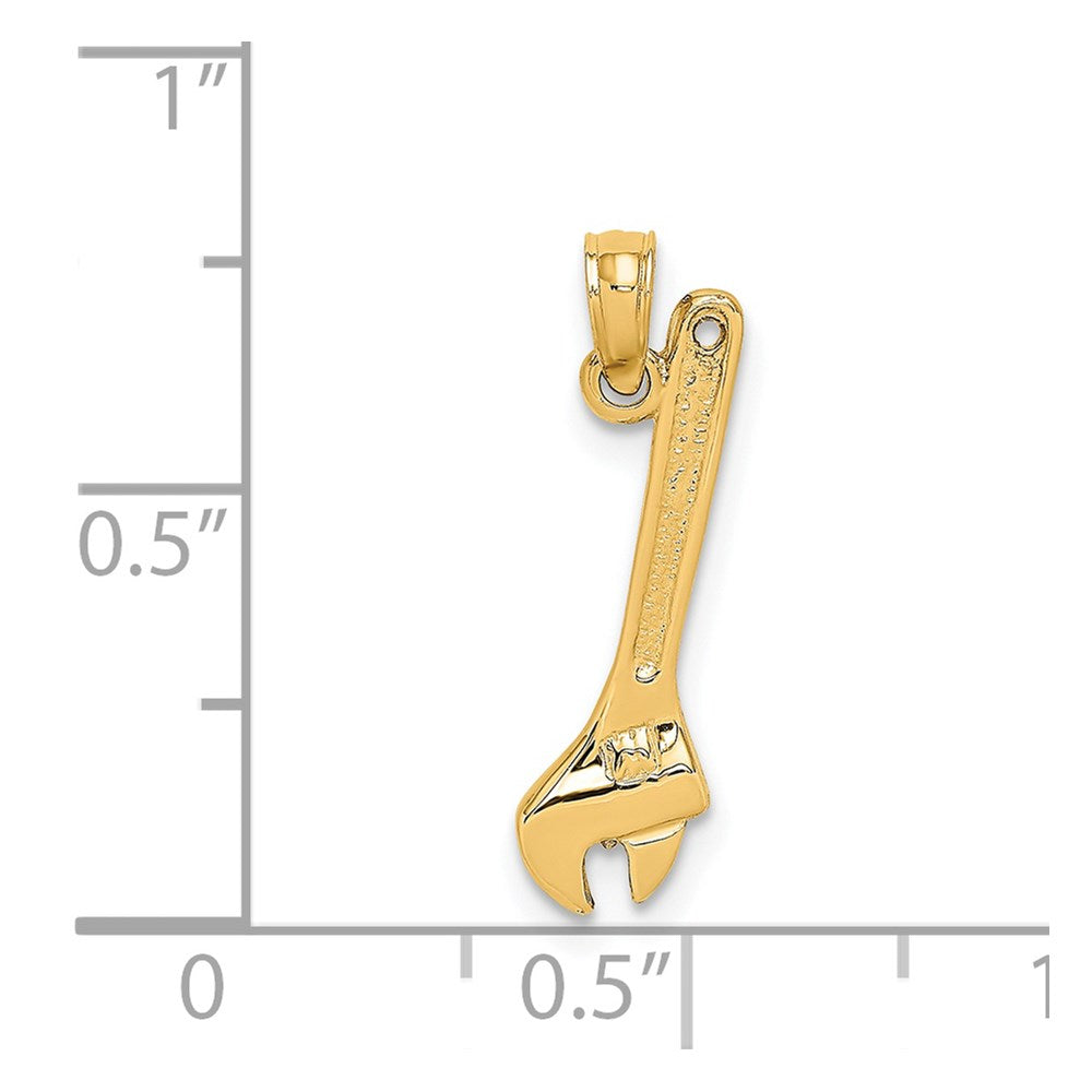 14K Yellow Gold 3-D Adjustable Wrench Charm