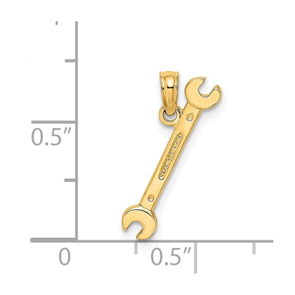 14K Yellow Gold 3-D Double Open-Ended Wrench Charm