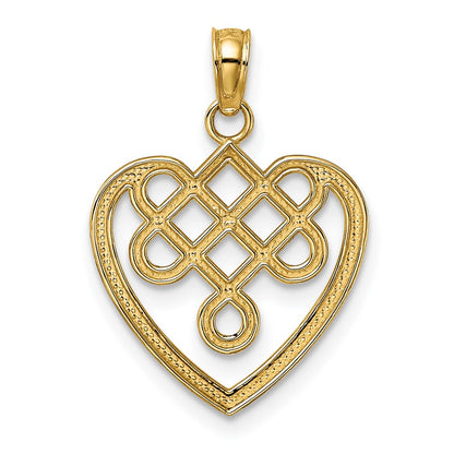 14K Yellow Gold Small Celtic Knot Heart Charm