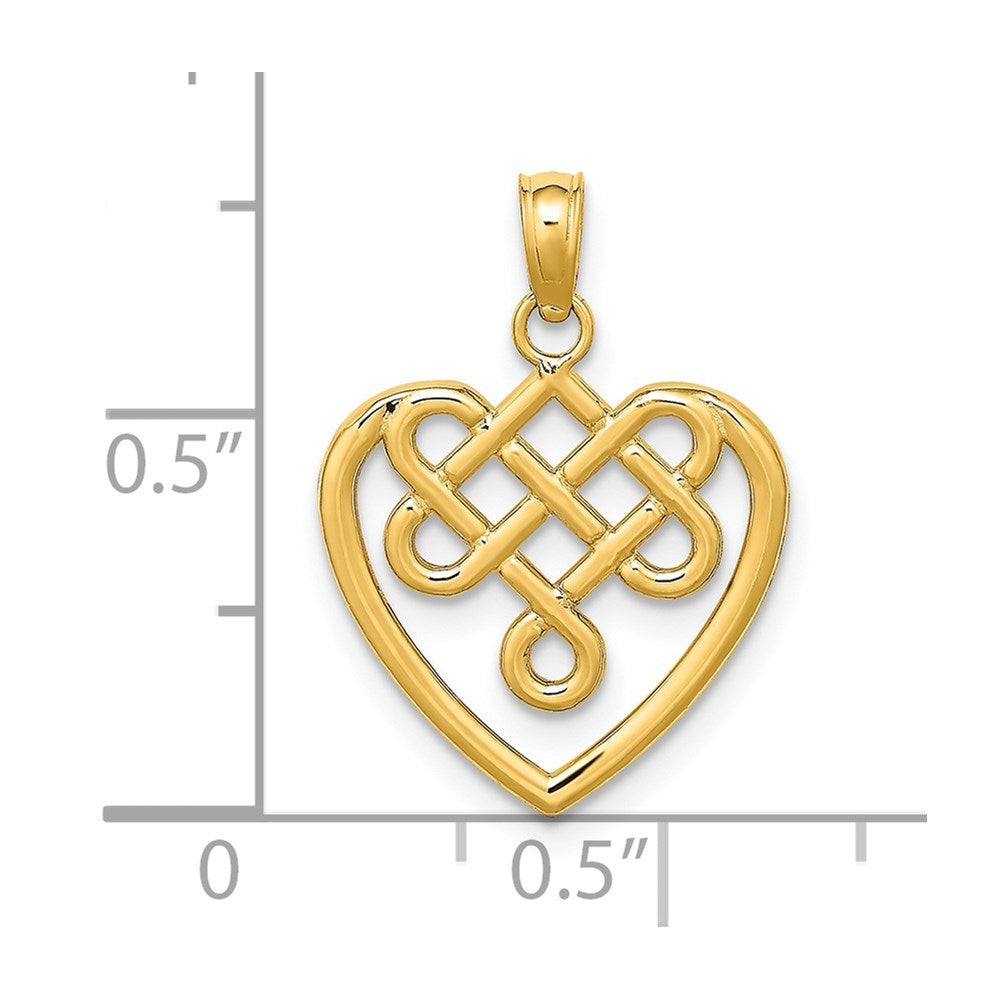 14K Yellow Gold Small Celtic Knot Heart Charm